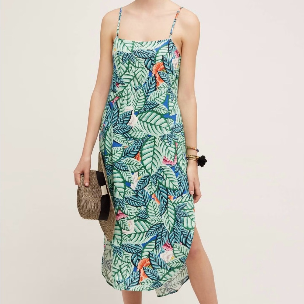 Like New! Mara Hoffman Leaf Print Top in Green and Pink- Size Small